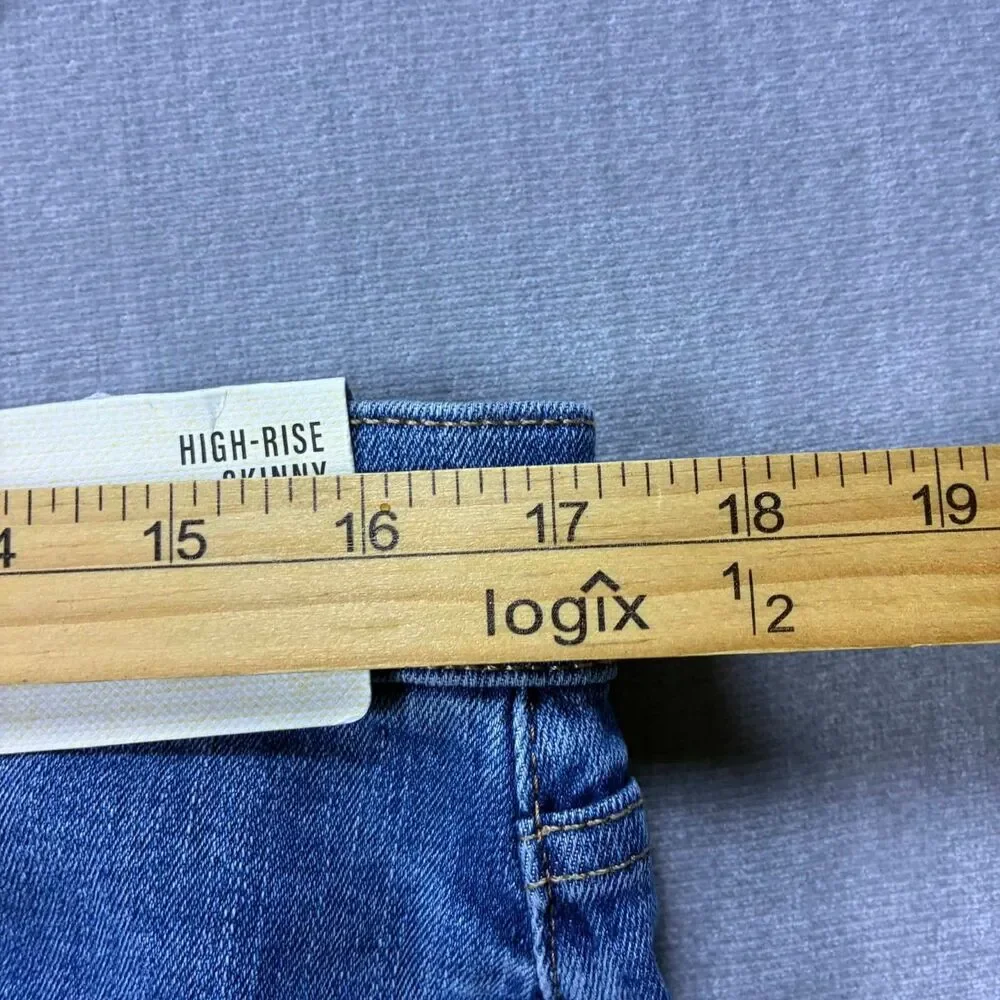 a.n.a. Jeans Womens 16 Tall High Rise Skinny Distressed Raw Hem Button Fly NWT